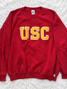 Russell Athletic USC Trojans Crewneck Sweatshirt XL Red Gold Y2K
